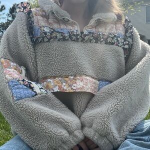 Sea New York Beige Teddy Jacket with Patterned Trim